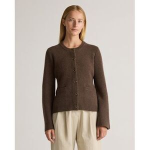 Quince Womens Mongolian Cashmere Structured Cardigan Brown M